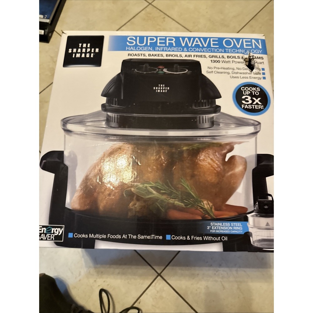 NIB SUPER WAVE OVEN Sharper Image 1300 Watt 16 Quart Halogen Infrared Convection